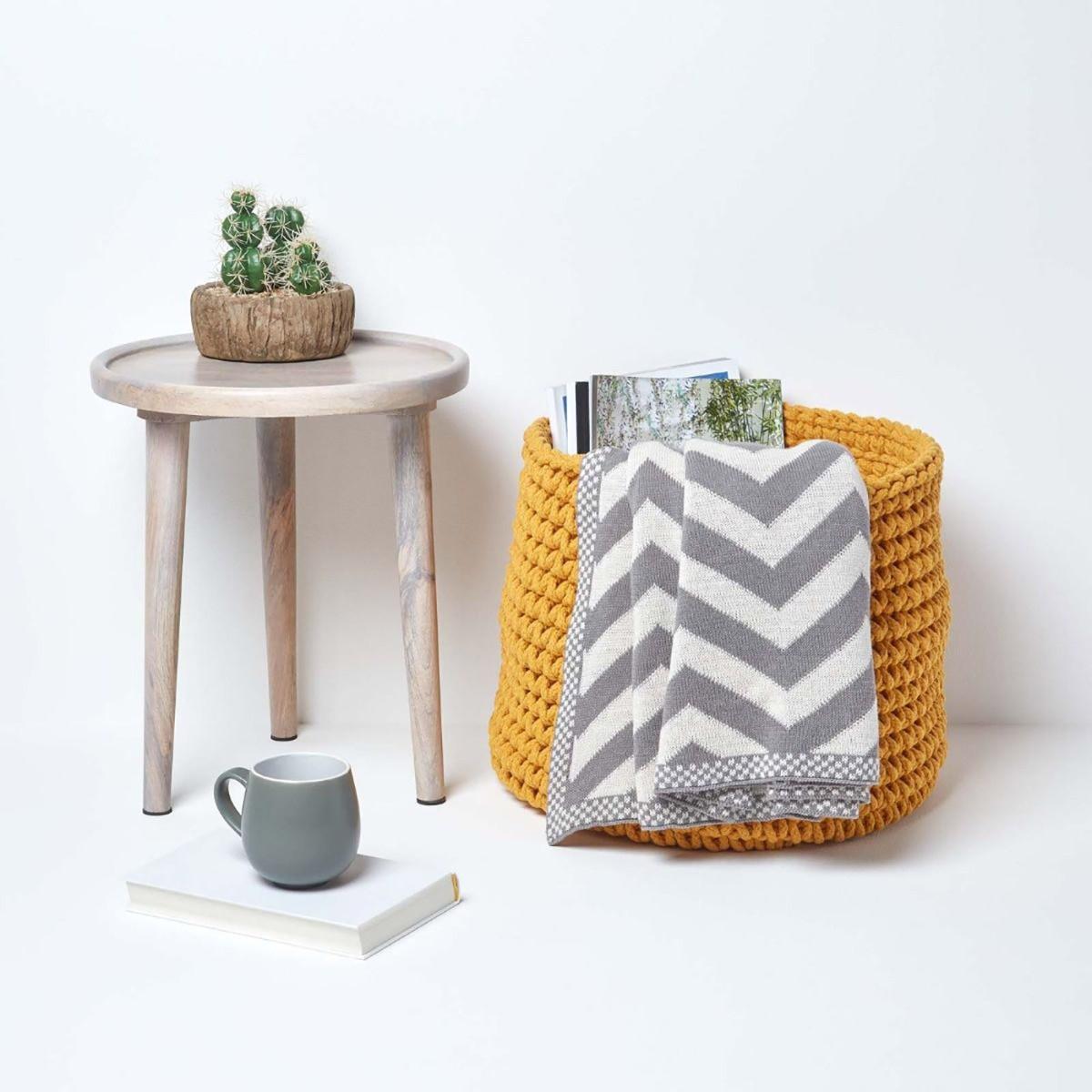 AUFBEWAHRUNGSKORB Baumwolle 42/37 cm - Gelb, Textil (42/42/37cm) - Homescapes