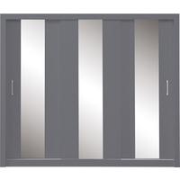 SCHWEBETÜRENSCHRANK MIRA 250/215/60cm 3-türig mit Spiegel Anthrazit - Anthrazit, Holzwerkstoff (250/215/60cm) - MASSENO