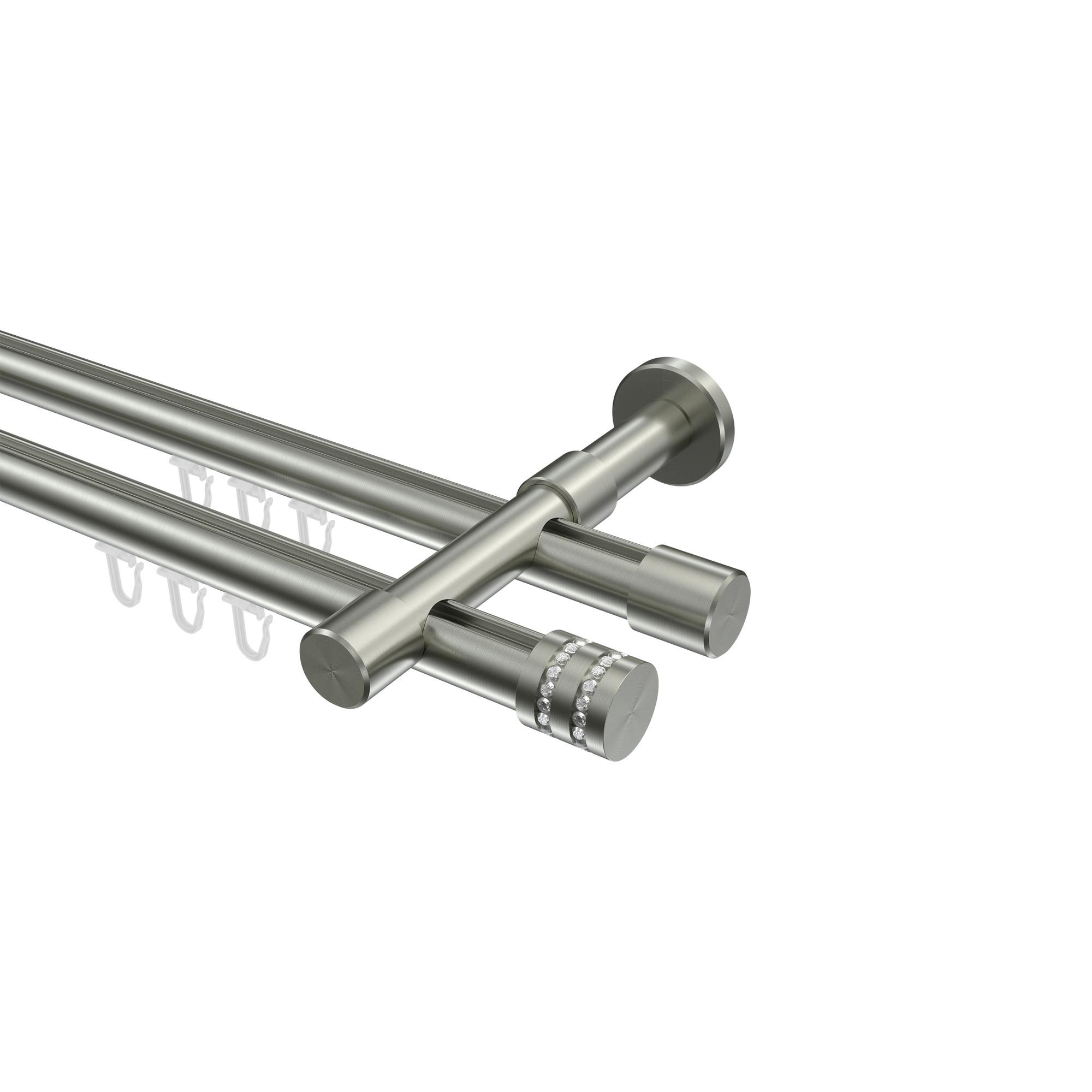 GARDINENSTANGE INNENLAUF Prestige Estana 540 cm (geteilt in 3 x 180 cm), 2-läufig, 20 mm Ø Edelstahl-Optik - Edelstahlfarben, Metall (540cm) - INTERDECO