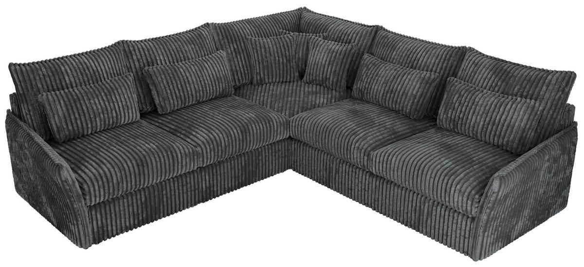 ECKSOFA VERSO L Dunkelgrau Cord - Dunkelgrau/Schwarz, Kunststoff/Textil (270/270cm) - MKS