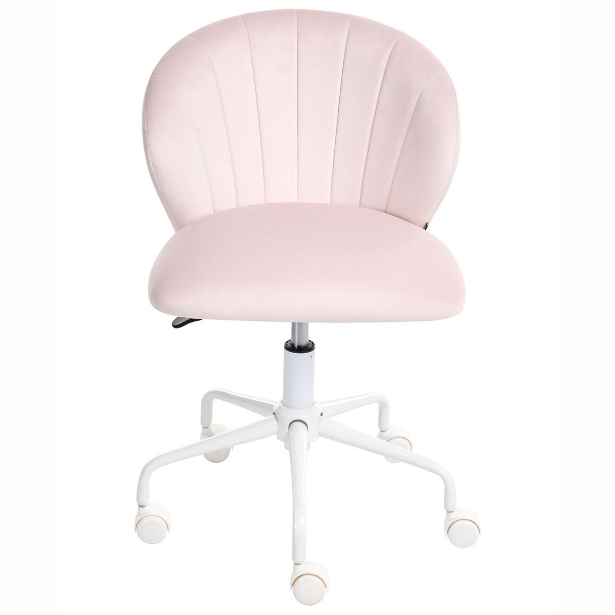 SCHREIBTISCHSTUHL Pastellrosa Cheerful - Pink/Weiß, Textil (49/70/49cm) - Beliani