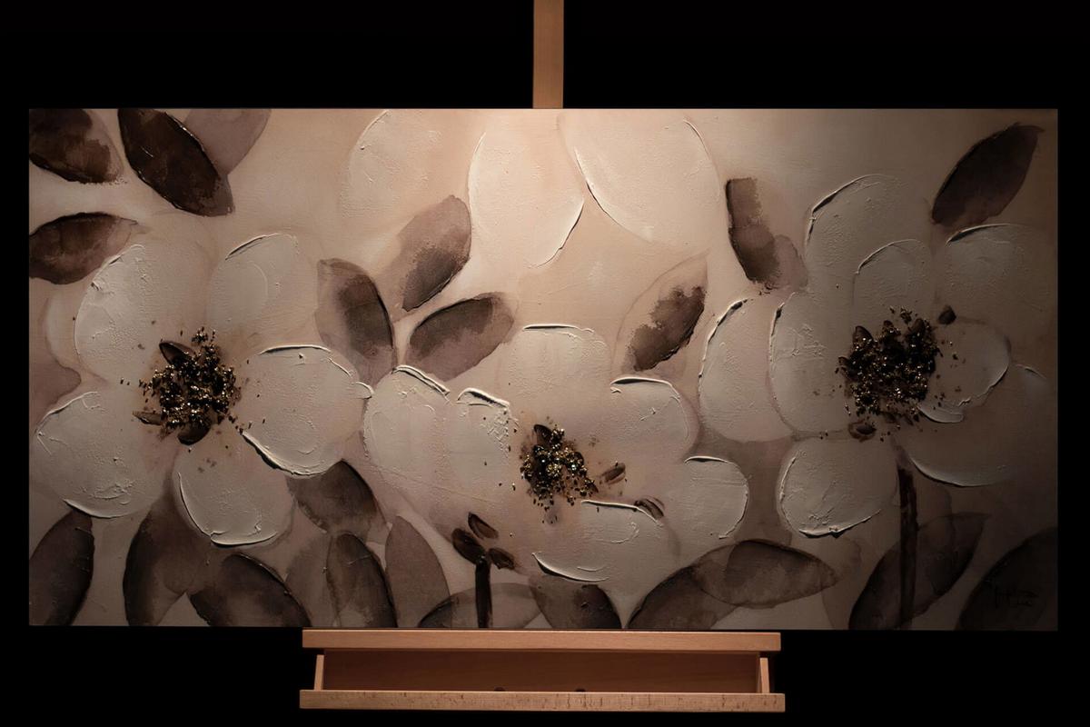 ACRYLBILD HANDGEMALT 120/60 cm - Beige/Braun, Holz/Textil (120/60cm) - KUNSTLOFT