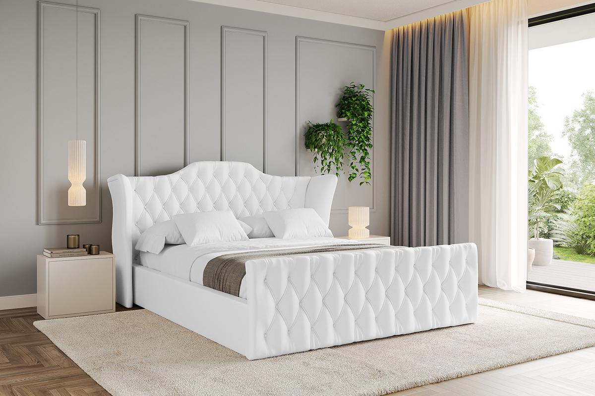 POLSTERBETT mit Bettkasten, Fußteil und Lattenrost, Boxbett ohne Matratze - ZORAN-Z 120x200 Weiß Kunstleder - Weiß Hochglanz, Holzwerkstoff/Textil (120/200cm) - ALTDECOR