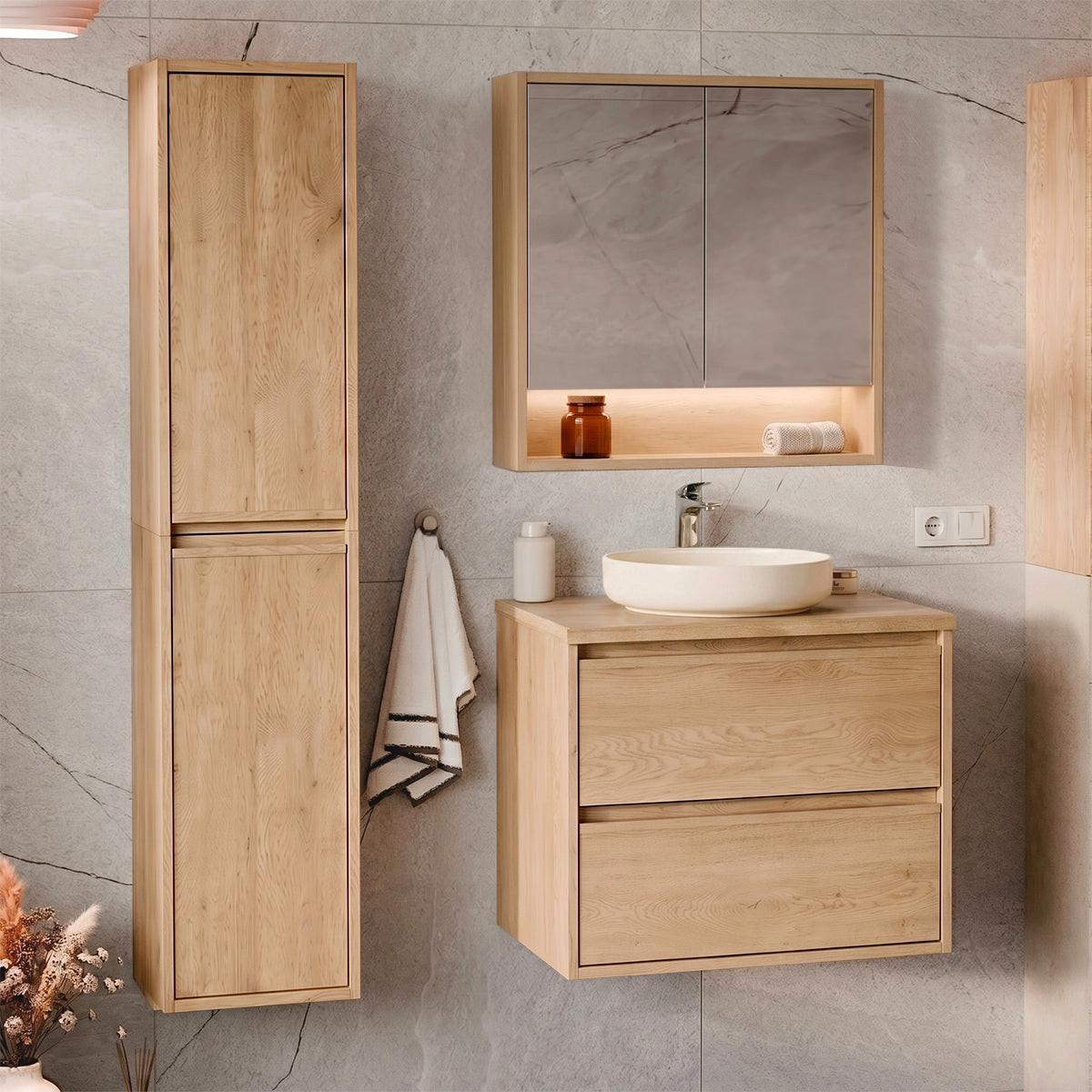 BADMÖBEL 60cm 2er-Set Holz - Braun, Holzwerkstoff (60/52.2/46cm) - Petits-meubles
