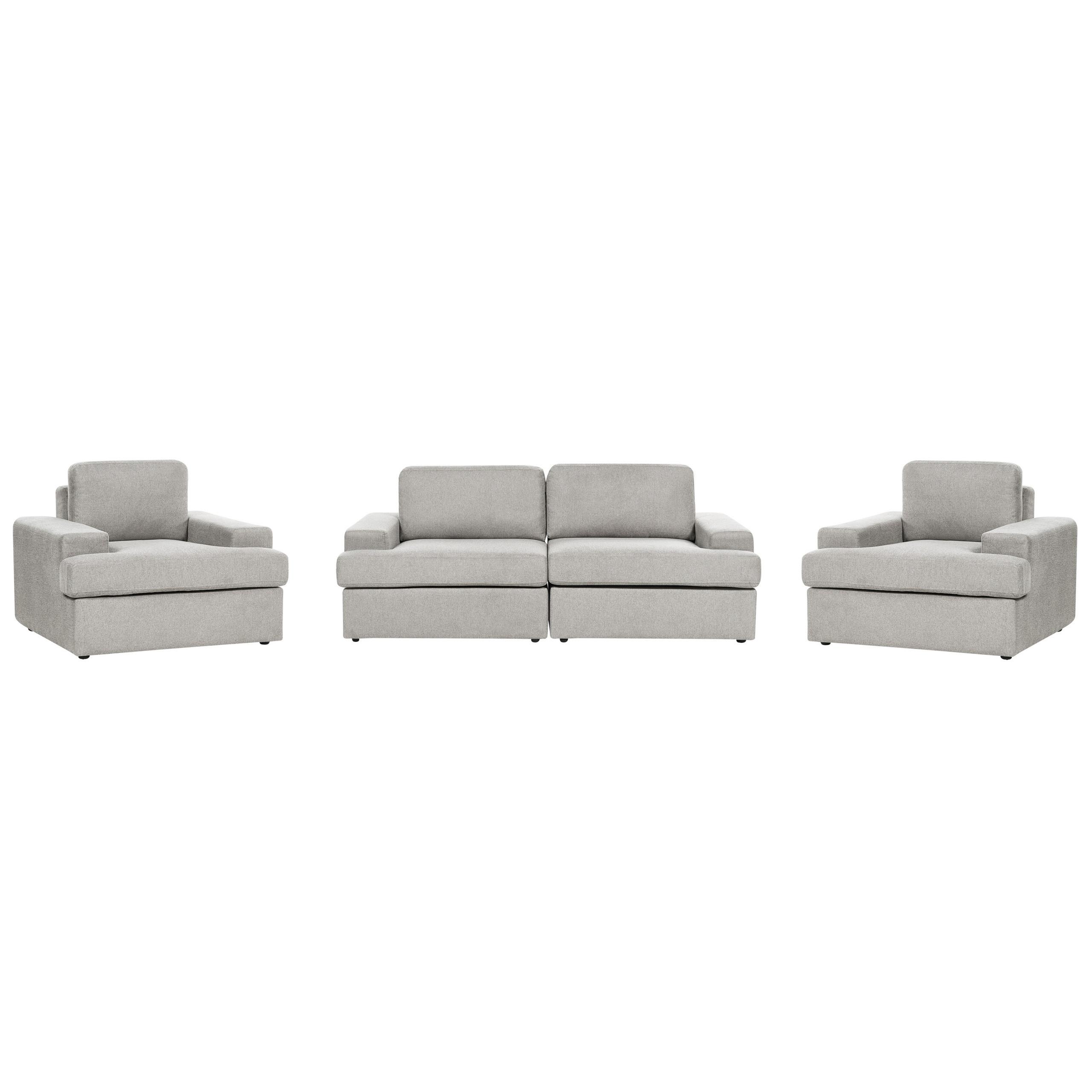 5-SITZER-SOFA SET hellgrau Alla - Grau, Textil (112/112/208cm) - Beliani