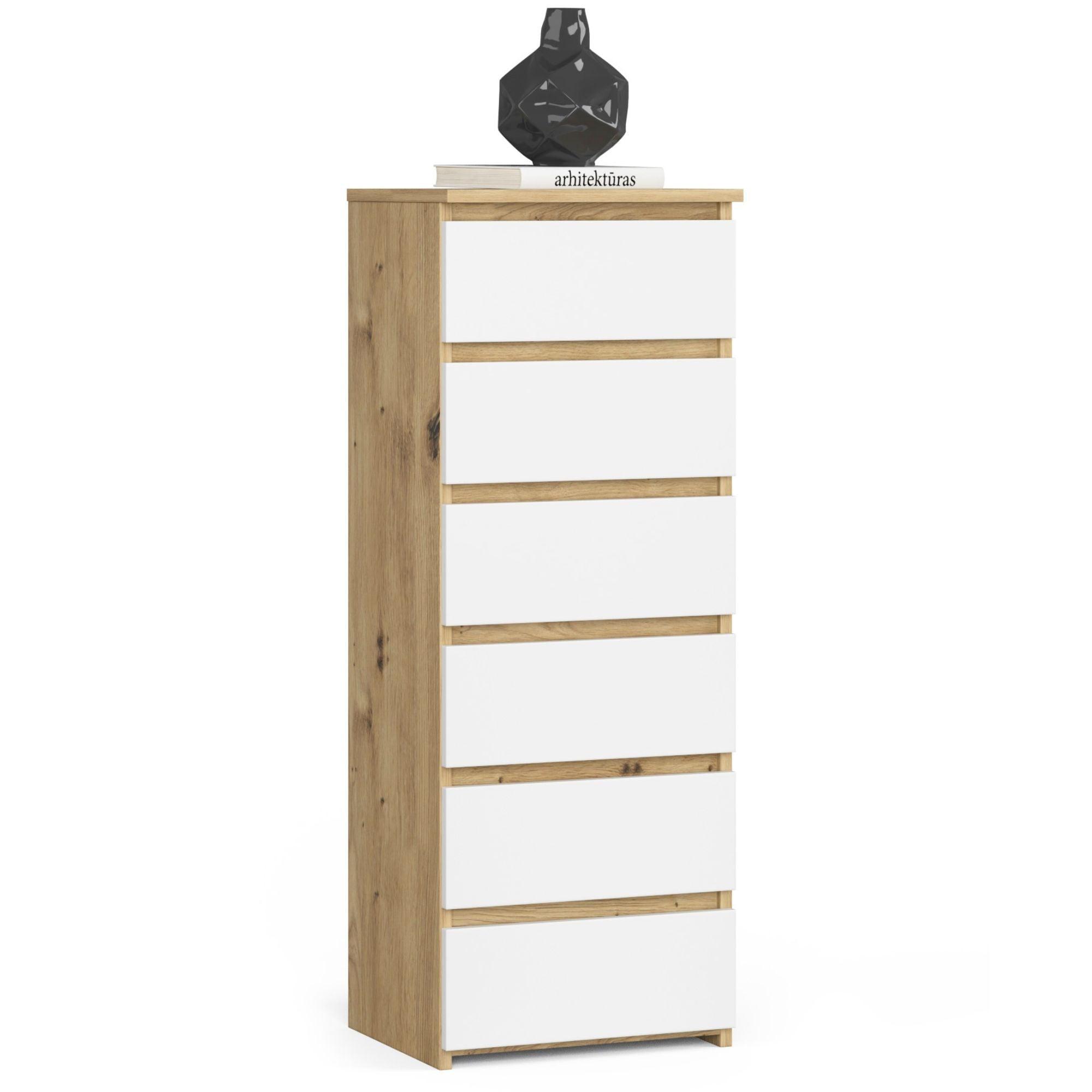 KOMMODE Eiche Artisan, Weiß 109/40/35 - Eiche Artisan/Weiß, Holzwerkstoff (40/109/35cm) - RAUMHIRSCH FURNITURE
