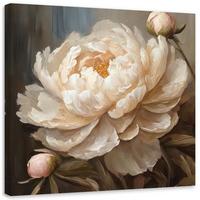 WANDBILD pfingstrose gemalte blume - Beige, Textil (30/30cm) - Feeby