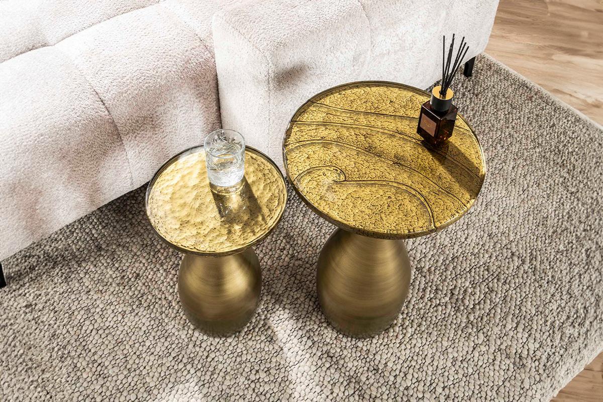 BEISTELLTISCH MOKKA Gold Glas - Goldfarben, Glas/Metall (30/30/45cm) - KAWOLA