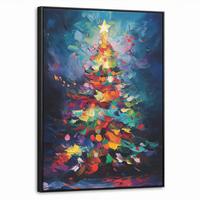 LEINWAND Bilder mit Rahmen - Weihnachtsbaum - Weihnachten - Abstrakt - Farbenfroh - 70x100 - Multicolor, Textil (70/100cm) - MuchoWow