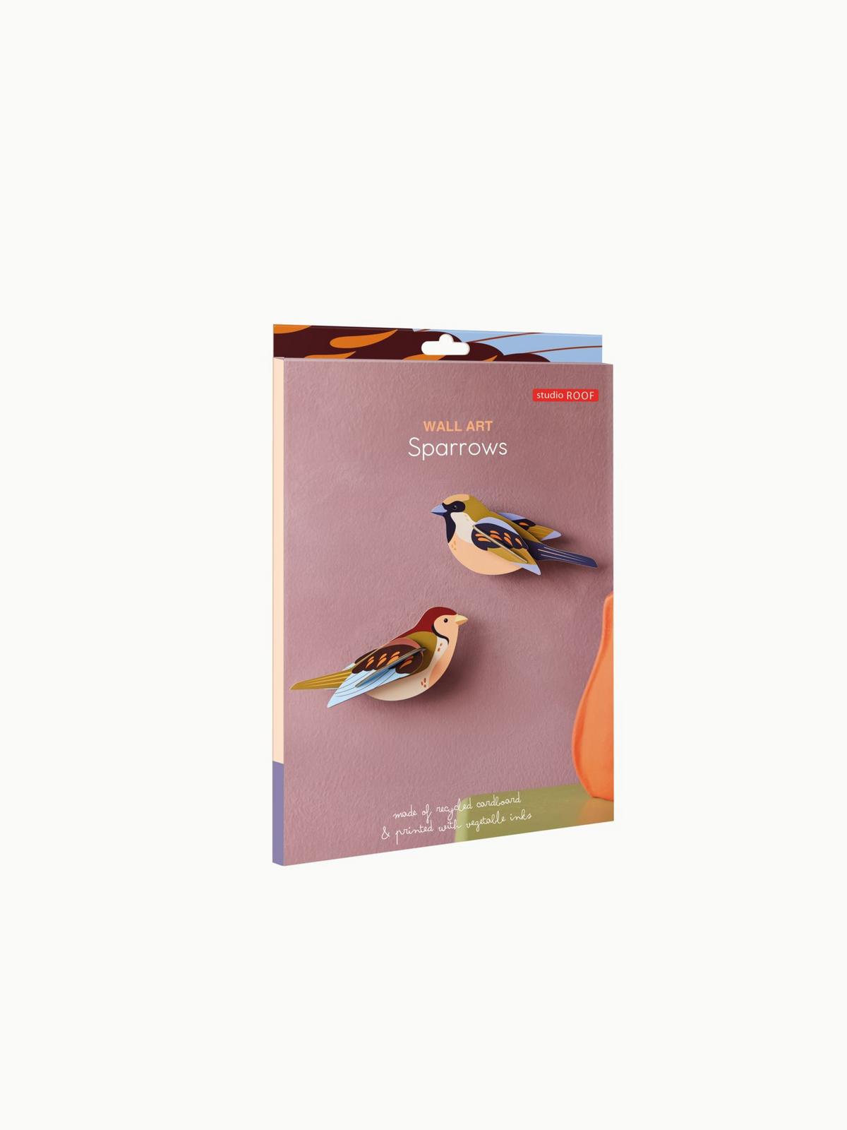 WANDDEKO Spatzen-Duo 4/6.5 cm - Multicolor, Wellpappe (4/6.5/16cm) - Studio Roof