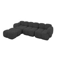 ECKSOFA modulares Sofa Links Miko-L2 302x205x75 Dunkelgrau Velours - Dunkelgrau/Schwarz, Holzwerkstoff/Kunststoff (302/205cm) - ALTDECOR