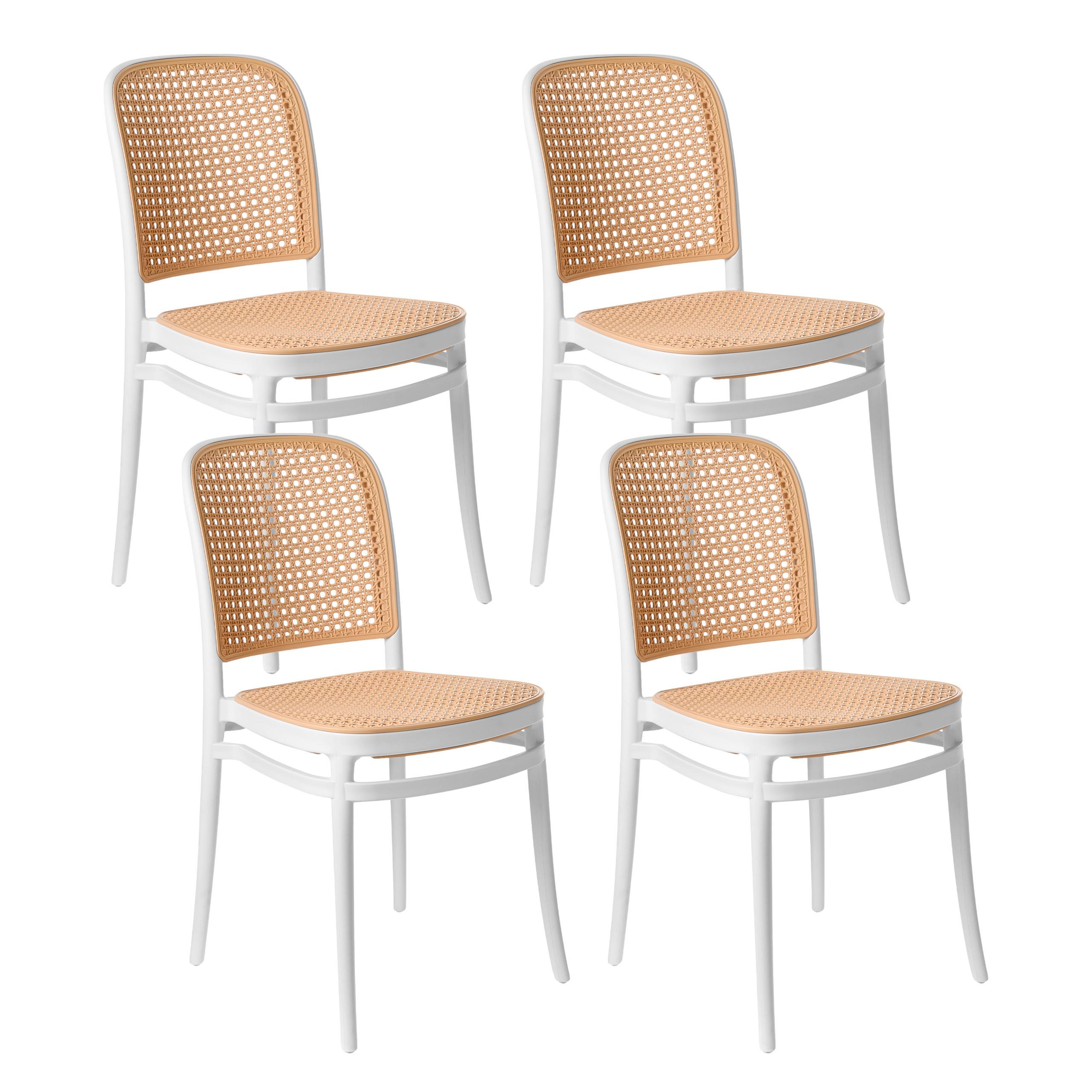GARTENSTUHL 4er-Set Beige Plose - Beige/Weiß, Kunststoff (41/83/43cm) - Beliani