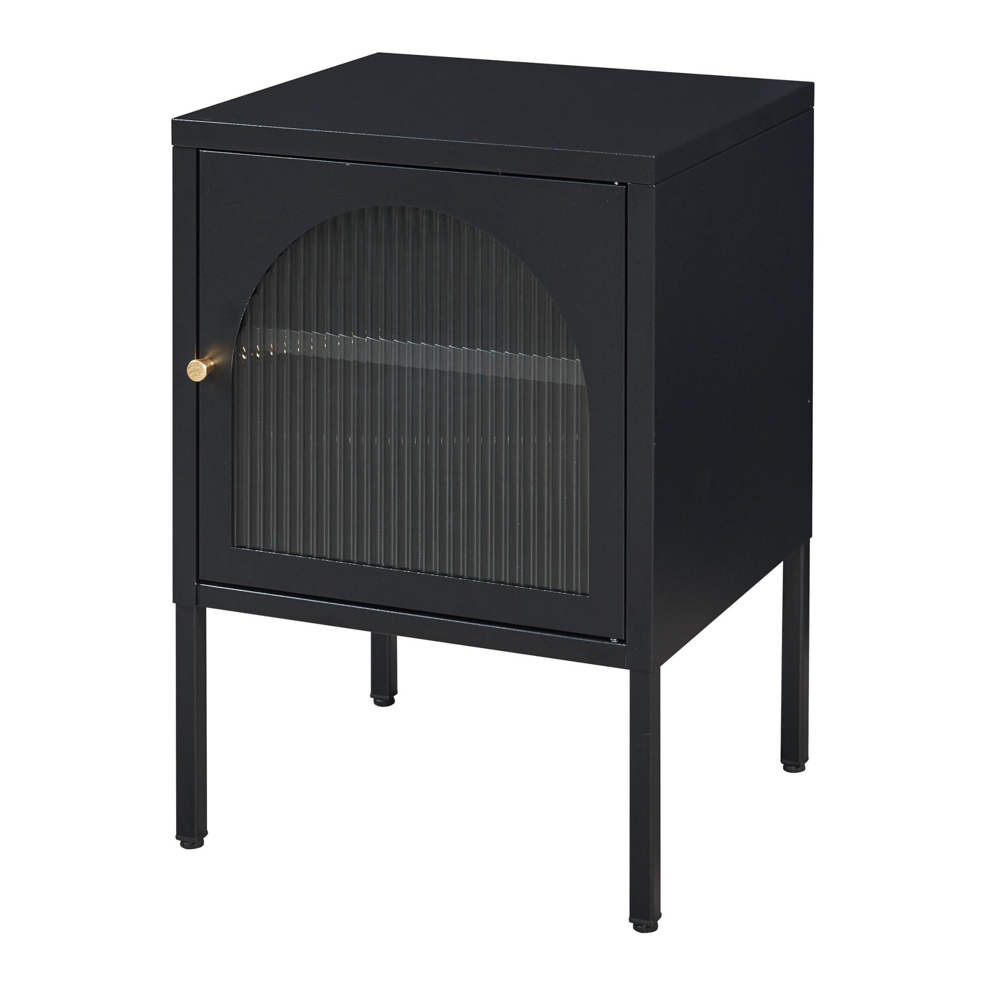 NACHTSCHRANK Karlskrona - Schwarz, Glas/Metall (42.5/60/40cm) - [en.casa]