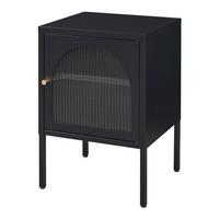 NACHTSCHRANK Karlskrona - Schwarz, Glas/Metall (42.5/60/40cm) - [en.casa]