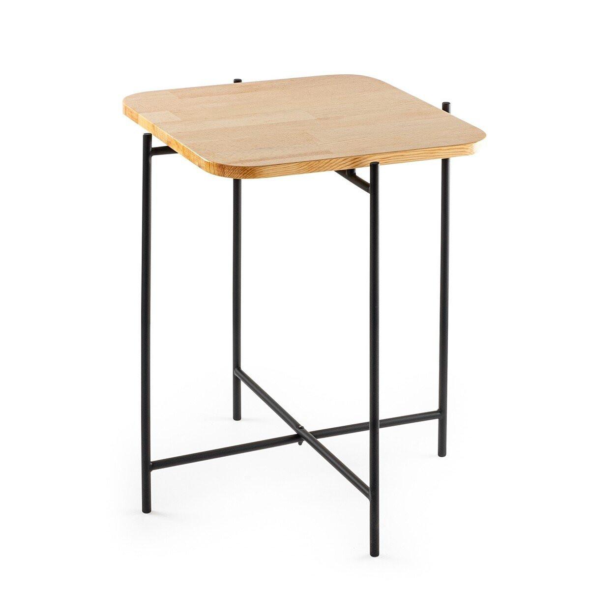 QUADRATISCHER beistelltisch mit metallfüssen 46/46/56 cm - Schwarz, Metall (46/46/56cm) - Calicosy