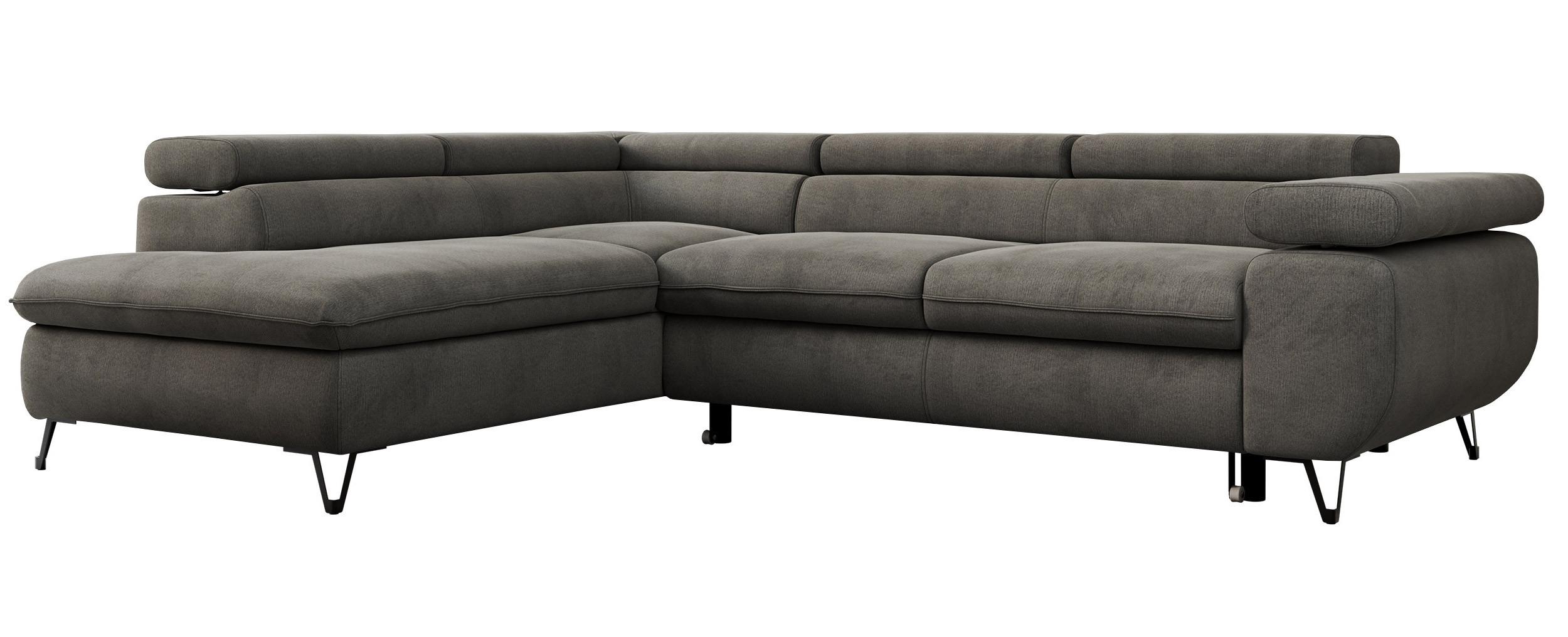 ECKSOFA PEDRO L Dunkelgrau Velvet - Links Seite - Dunkelgrau/Schwarz, Textil/Metall (208/273cm) - MKS