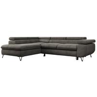 ECKSOFA PEDRO L Dunkelgrau Velvet - Links Seite - Dunkelgrau/Schwarz, Textil/Metall (208/273cm) - MKS
