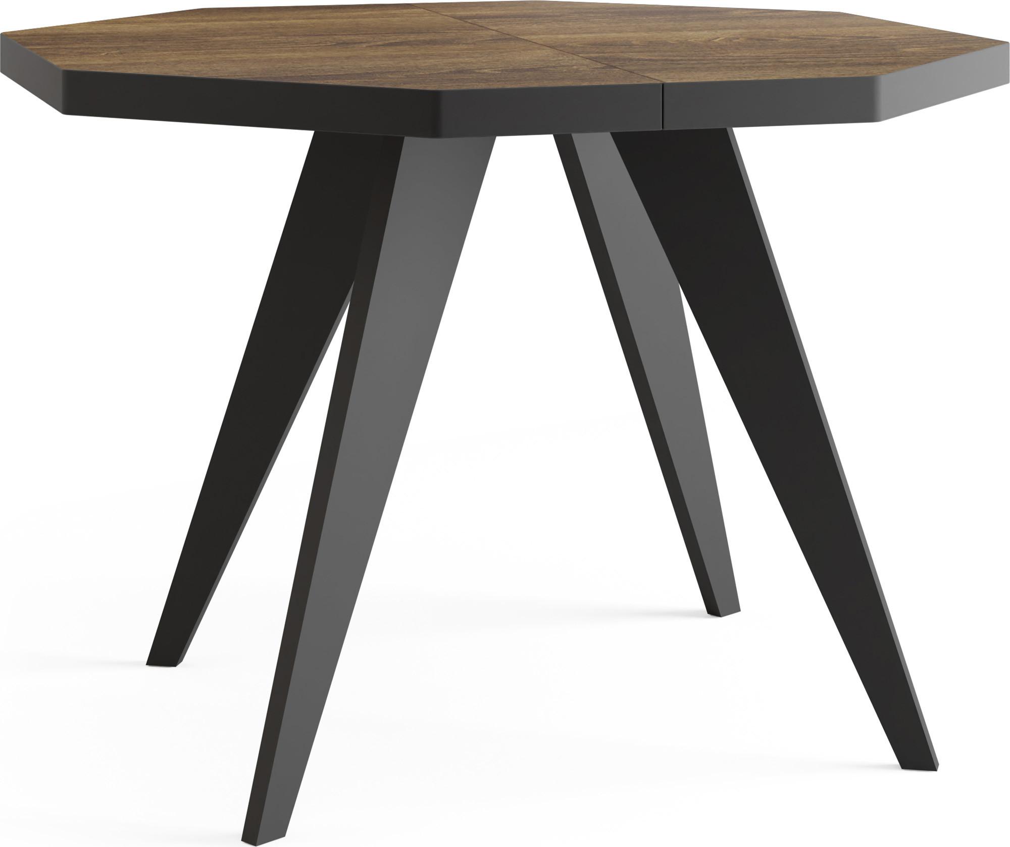 ESSTISCH Diamond Black achteckiger ausziehbarer, Arvadonna Chestnut 100-150/100/76 cm - Kastanienfarben/Schwarz, Holz/Holzwerkstoff (100/150/77cm) - WFL GROUP