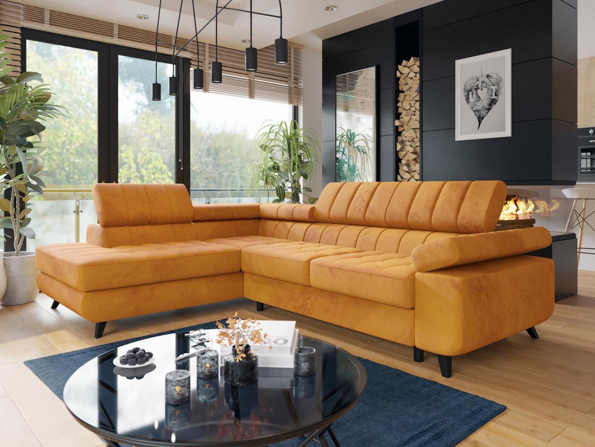 ECKSOFA Nord Premium, Seite: Links - Gelb/Anthrazit, Holz/Textil (264/203cm) - MIRJAN24