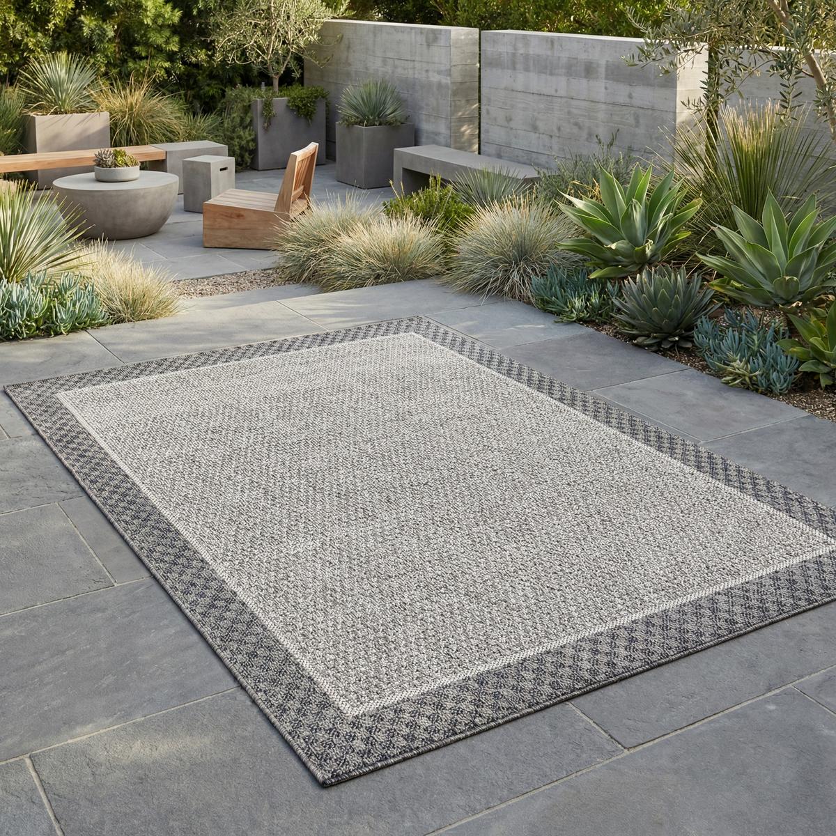 TEPPICH Outdoor LIRIA in Creme, mit Bordüre, aus Polypropylen, 120 x 170 cm - Beige, Textil (170/120cm) - KADIMA DESIGN