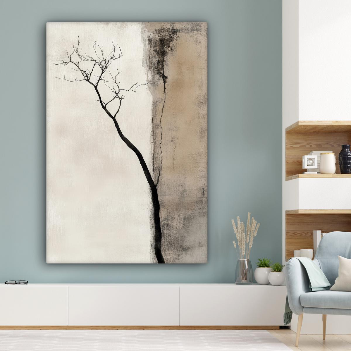 LEINWANDBILD Wabi sabi - Pflanze - Beige Deko Groß 90x140 cm - Taupe, Textil (90/140cm) - MuchoWow