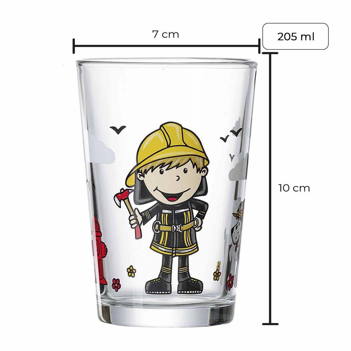 KINDERGLÄSER Feuerwehrmann Bernie bunt 205 ml 3-tlg. - Multicolor, Glas (0.205L) - Ritzenhoff Breker
