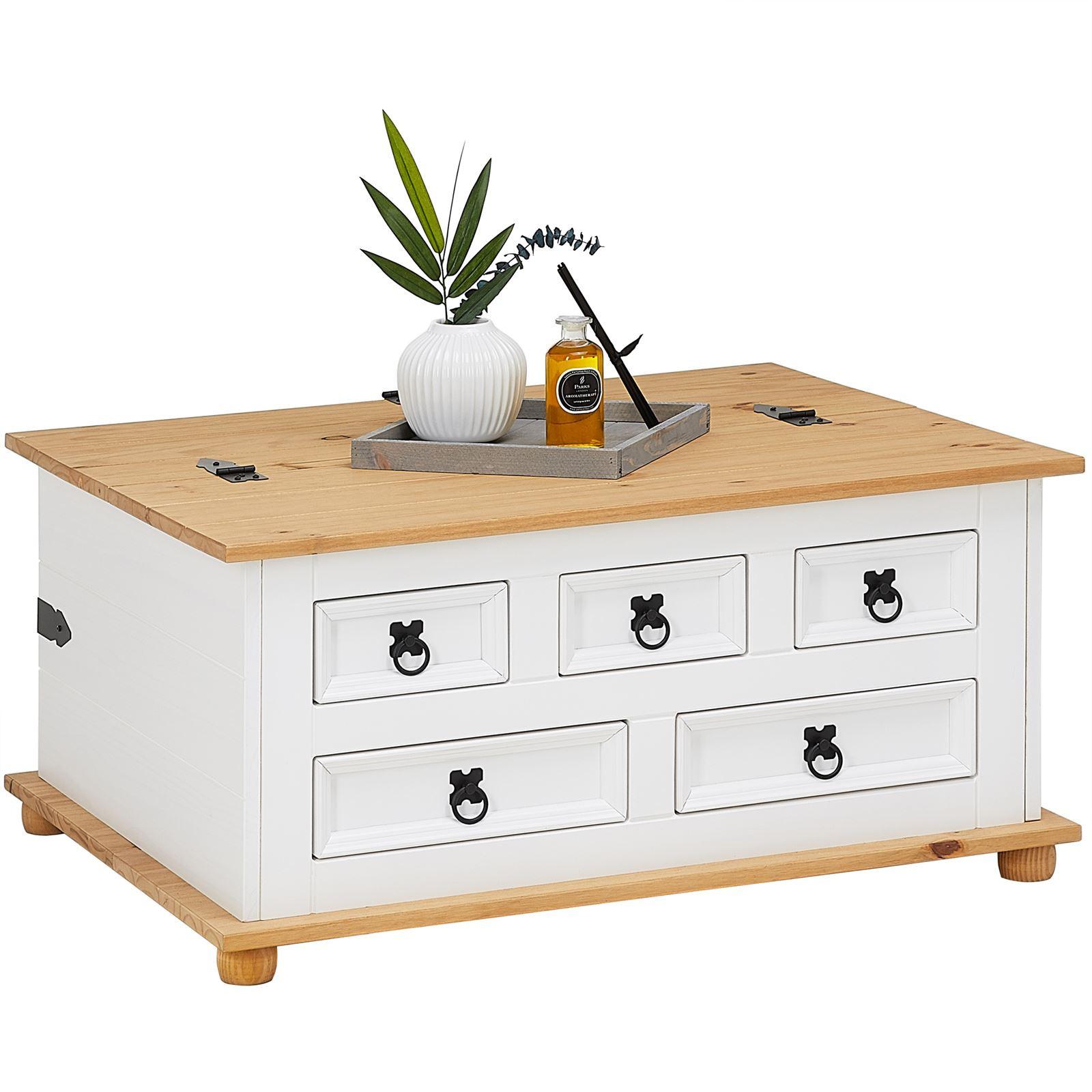 MEXICO MÖBEL TRUHENTISCH TEQUILA weiß/braun - Weiß/Braun, Holz (72/92/44cm) - IDIMEX