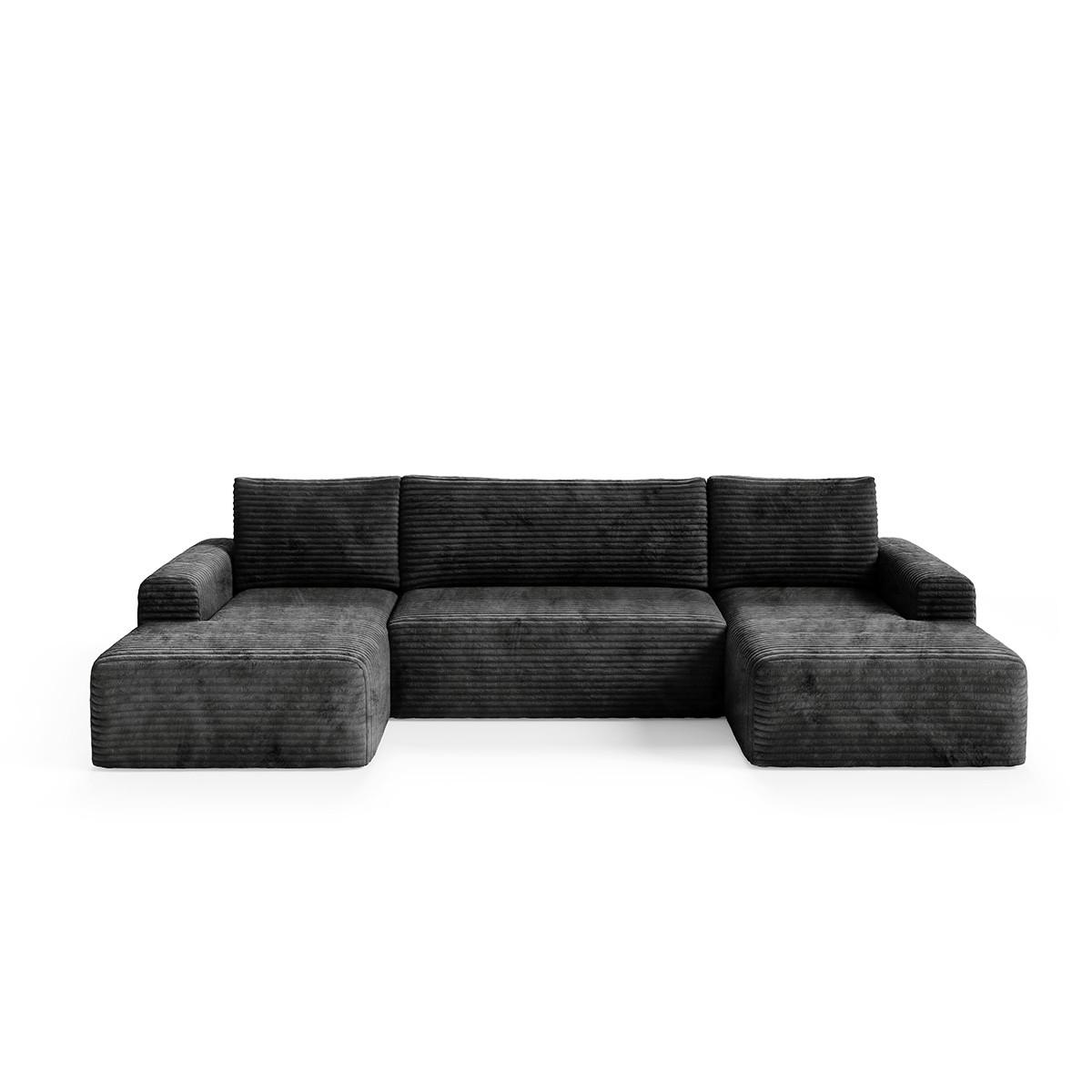 PANORAMASOFA Romeo 5 Sitzplätze Schwarz - Schwarz, Holz (345/92/163cm) - Petits-meubles