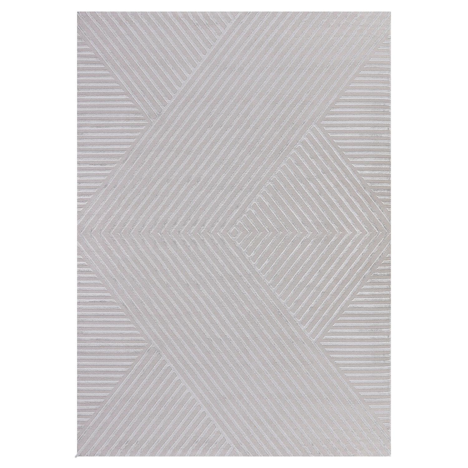 TEPPICH Kurzflor ILLER in Silber, mit 3D-Design, aus Jute, Florhöhe 12 mm, 200 x 290 cm - Silberfarben, Textil (290/200cm) - KADIMA DESIGN