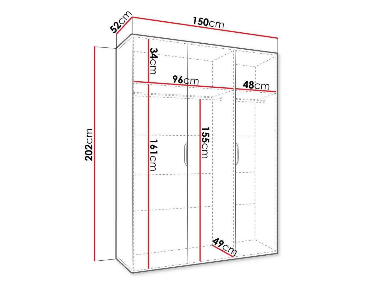 DREHTÜRENSCHRANK Malaga 150 mit Frontspiegel - Eiche Artisan, Holzwerkstoff (150/202/52cm) - MIRJAN24