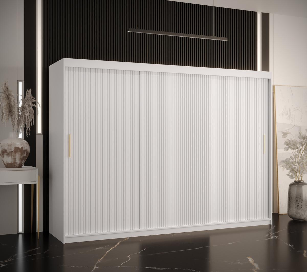 SCHWEBETÜRENSCHRANK 200/250/62 3-türig - Goldfarben/Weiß, Holz/Kunststoff (250/200/62cm) - MÖBEL KRYSPOL
