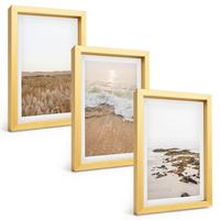 BILDER SET 3er Set - 20x30 cm Goldrahmen - Strandwellen, Steine, Sommer - Goldfarben, Kunststoff (20/30cm) - TULUP