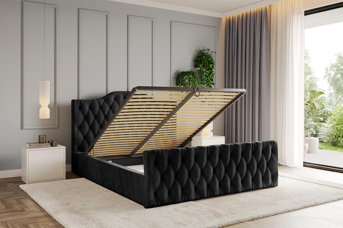 POLSTERBETT mit Bettkasten, Fußteil und Lattenrost, Boxbett mit Matratze H3/H4 - FALIO-Z 120x200 Schwarz - Schwarz, Holzwerkstoff/Textil (120/200cm) - ALTDECOR