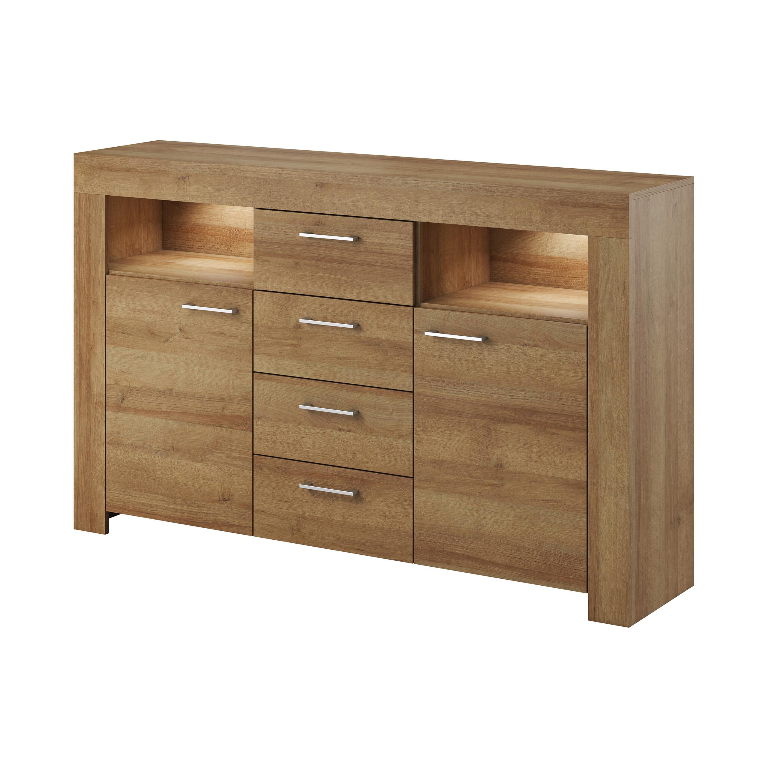 SIDEBOARD CIELO 155x40x96 cm mit 4 Schubladen und 2 Türen Eichefarben - Braun, Holzwerkstoff (155/96/40cm) - MASSENO