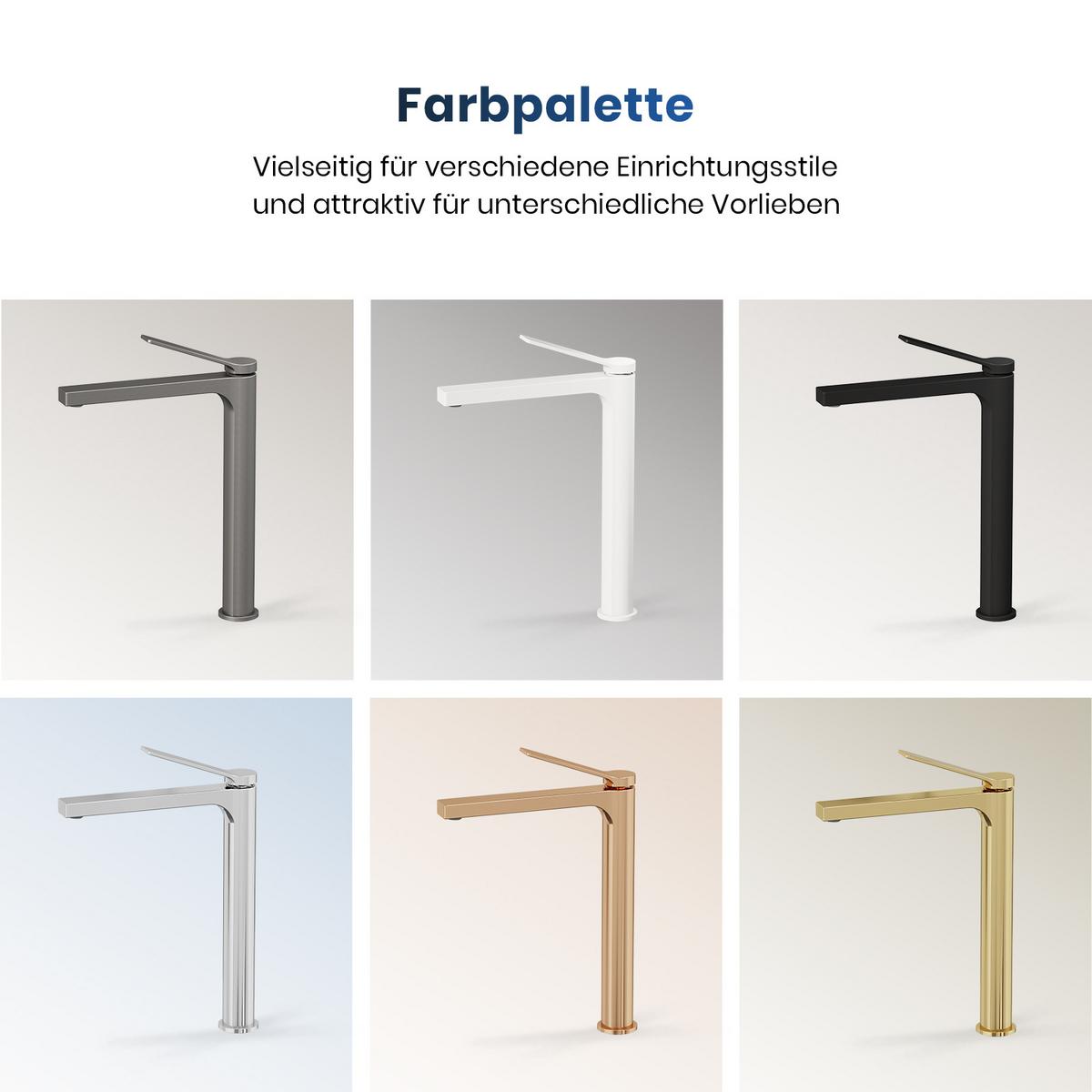 WASCHTISCHARMATUR mit Zertifiziertem Filterelement Verchromt Hoher Stil - Chromfarben, Metall (23.3/4.6/33.5cm) - EMKE