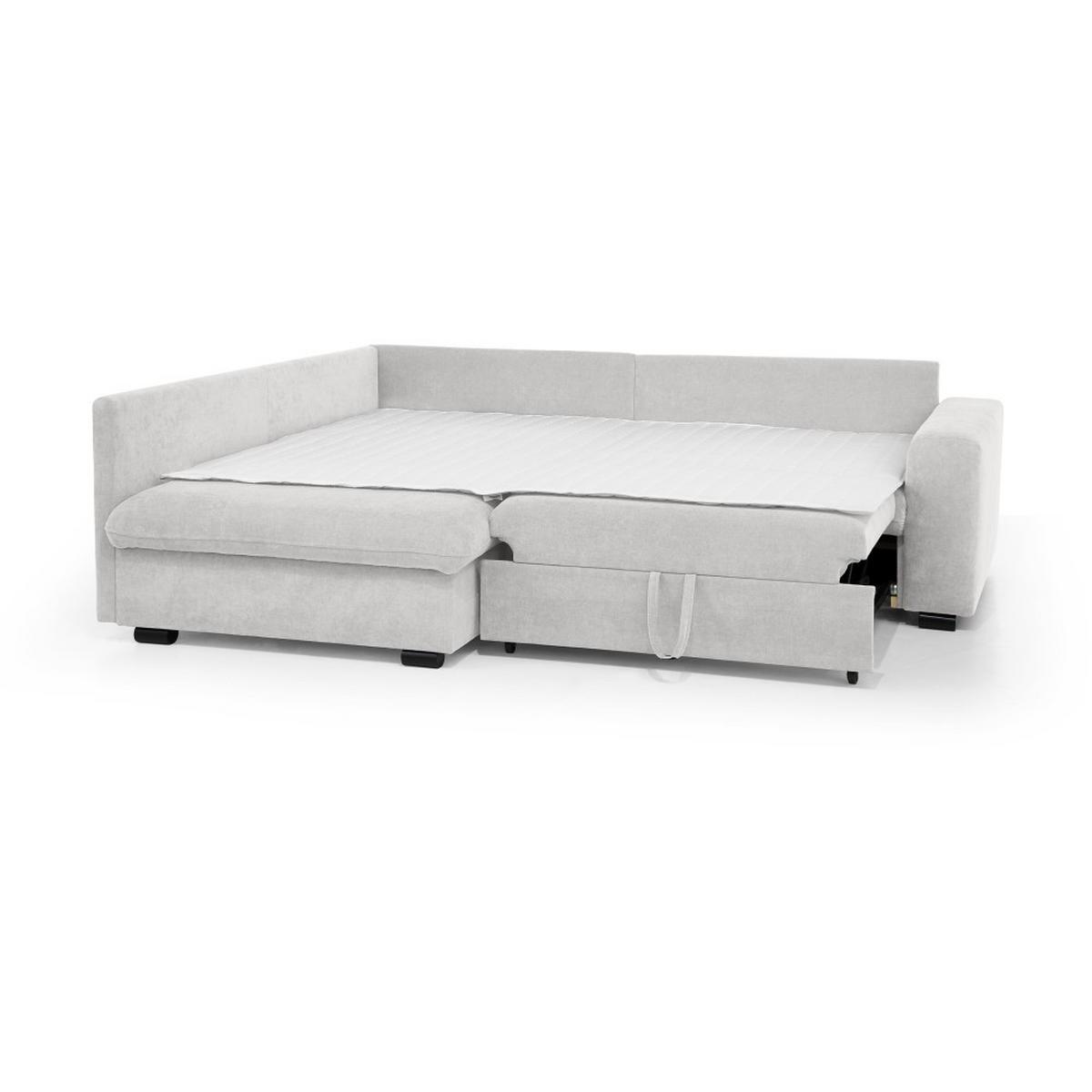 ECKSCHLAFSOFA Ramo mit Bettkasten, Topper gratis, Beige, links - Beige/Schwarz, Textil (190/229cm) - Beautysofa