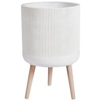 PFLANZENSTÄNDER Beige Maclura - Hellbraun/Beige, Naturmaterialien (57cm) - Beliani