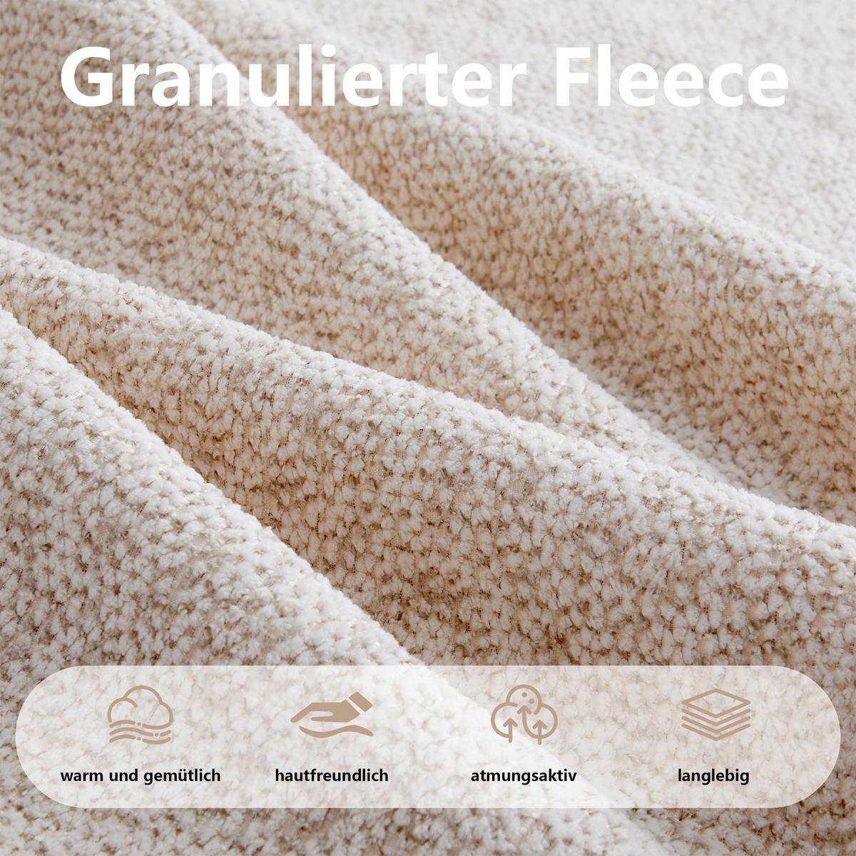 ECKSOFA aus granuliertem Fleece, frameless Lounge-Design ohne Montage - Creme, Textil (210/165cm) - Urban Meuble