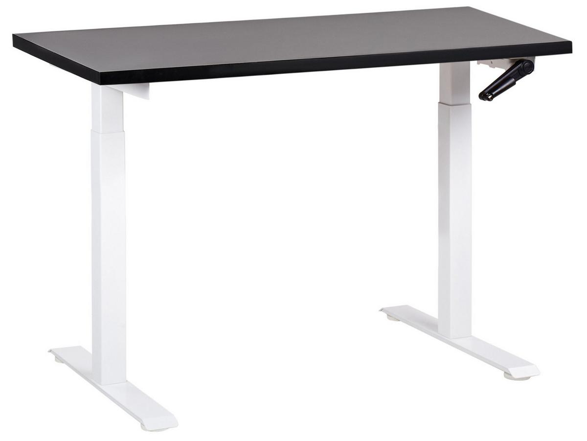 SCHREIBTISCH schwarzweiß 120/72 cm manuell höhenverstellbar Destin III - Schwarz/Weiß, Holz (120/72/74cm) - Beliani