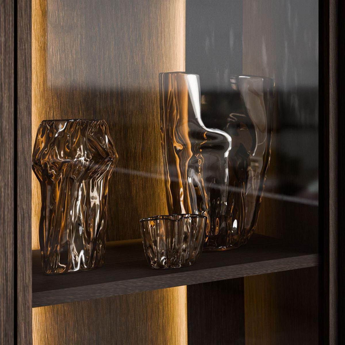 VITRINE ALMA mit LED-Beleuchtung - Eichefarben/Schwarz, Holzwerkstoff (94/196/40cm) - Lookway