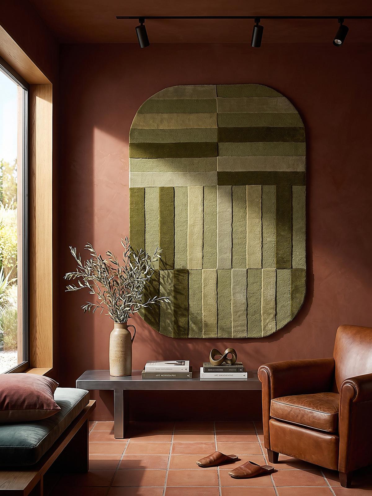WOLLTEPPICH handgetuftet LUNAN, Blockstreifen, Olivgrün, 140 x 200 cm - Grün, Textil (140/200cm) - KADIMA DESIGN