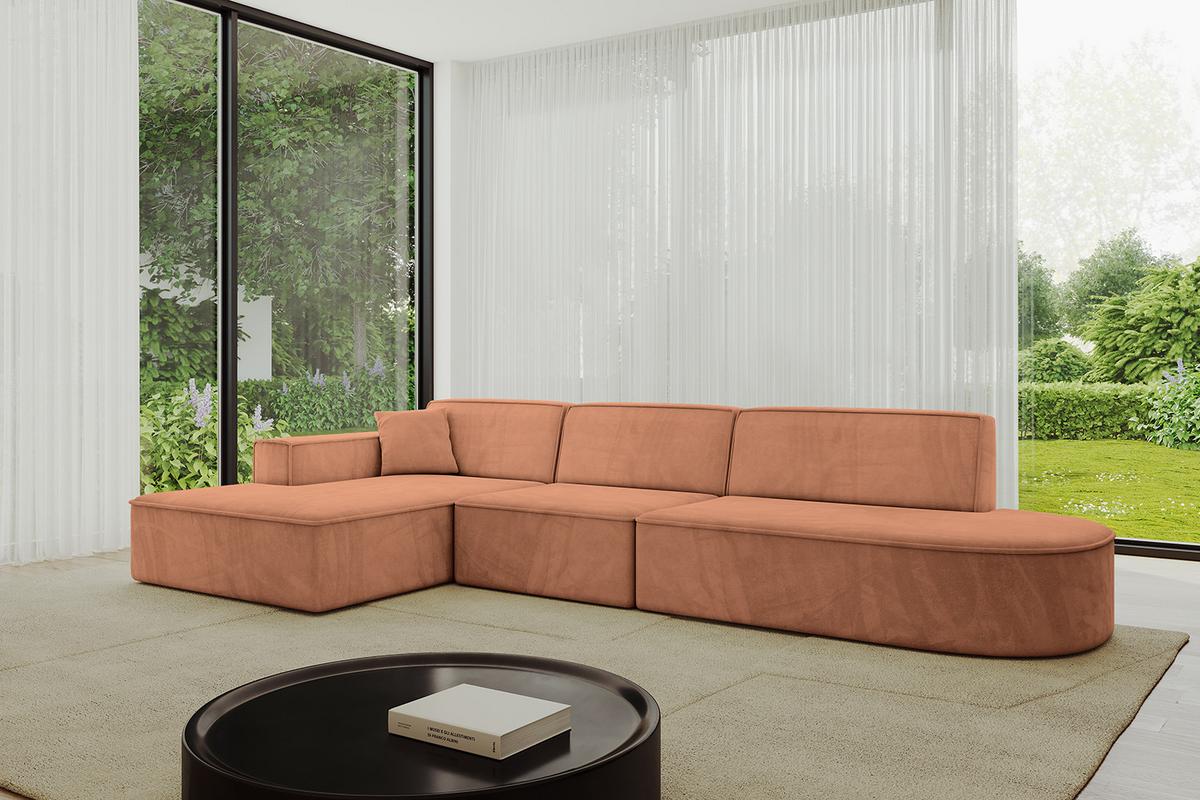 ECKSOFA Ottomane Links IREA-L2-v4 - 328x171x79 cm Koralle - Koralle, Holzwerkstoff/Textil (328/171cm) - ALTDECOR