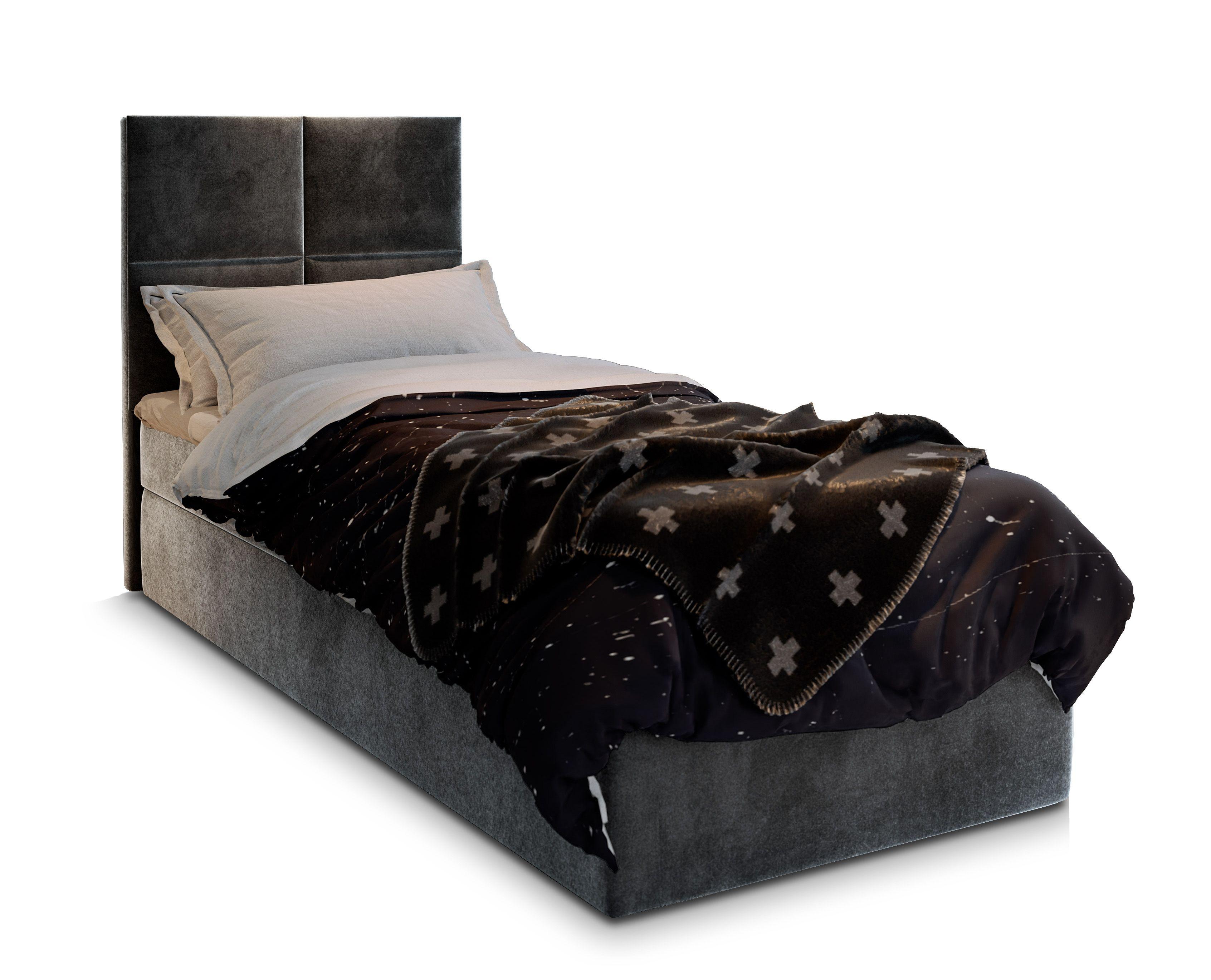BOXBETT LENA 80 80x200 cm mit Matratze und Topper - Grau - Grau, Holz (80/200cm) - MASSENO