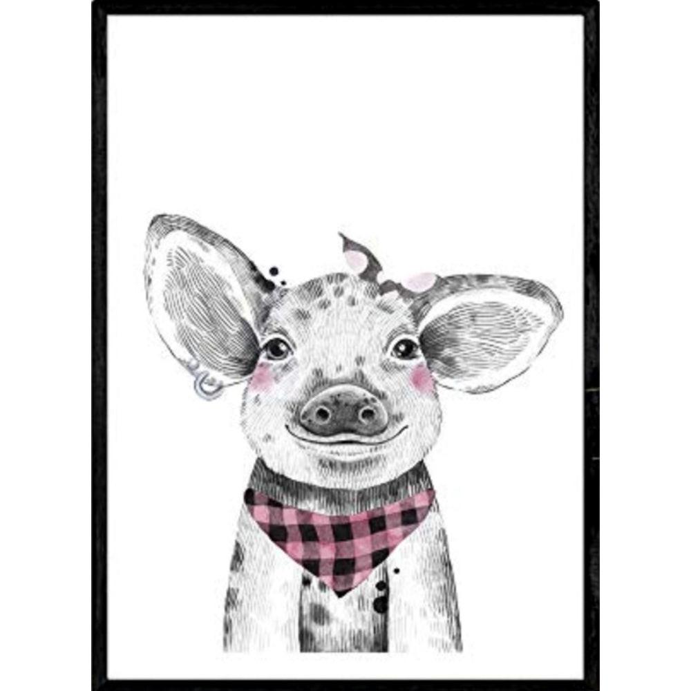 POSTER Kinder – Schwein A3 Rahmenlos - Klar, Papier (29.7/5/42cm) - Nacnic
