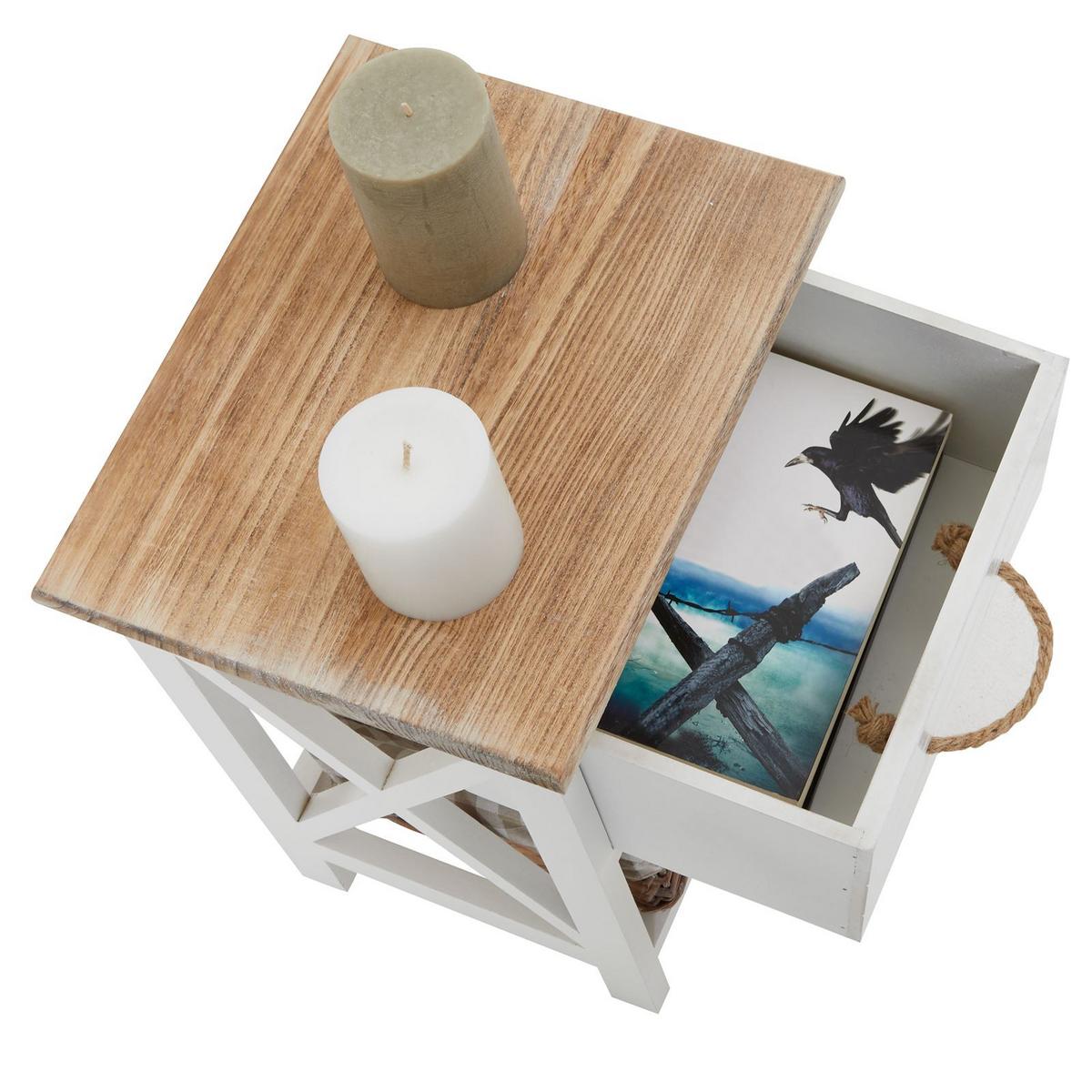 NACHTTISCH PERUGIA weiß - Weiß, Holz (32/40/26cm) - IDIMEX