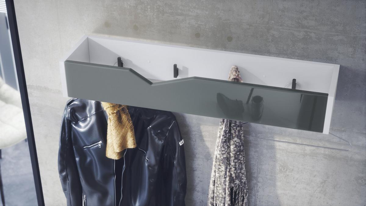 GARDEROBENPANEEL Kolmio Grau Hochglanz - Grau, Holzwerkstoff (83.5/12.5/21cm) - Vladon