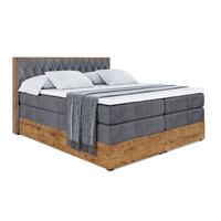 BOXSPRINGBETT mit Matratze H3|H4 und Lattenrost - LOLLI5 KING-180x200 - Dunkelgrau Casablanca - Dunkelgrau, Holzwerkstoff (180/200cm) - ALTDECOR