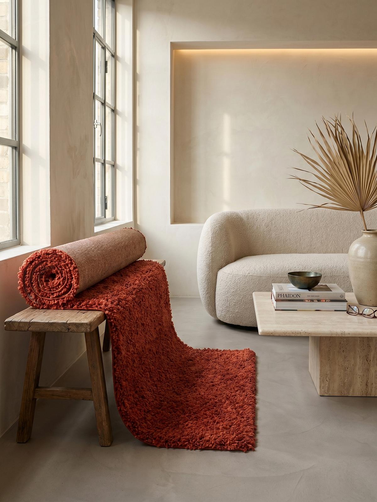 HOCHFLORTEPPICH RHEIN, einfarbig, aus Polypropylen, Terrakotta, 80 x 150 cm - Orange, Textil (150/80cm) - KADIMA DESIGN