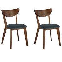 ESSZIMMERSTUHL 2er-Set Gummibaumholz Dunkler Holzfarbton Erie - Dunkelbraun, Holz/Textil (46/80/46cm) - Beliani