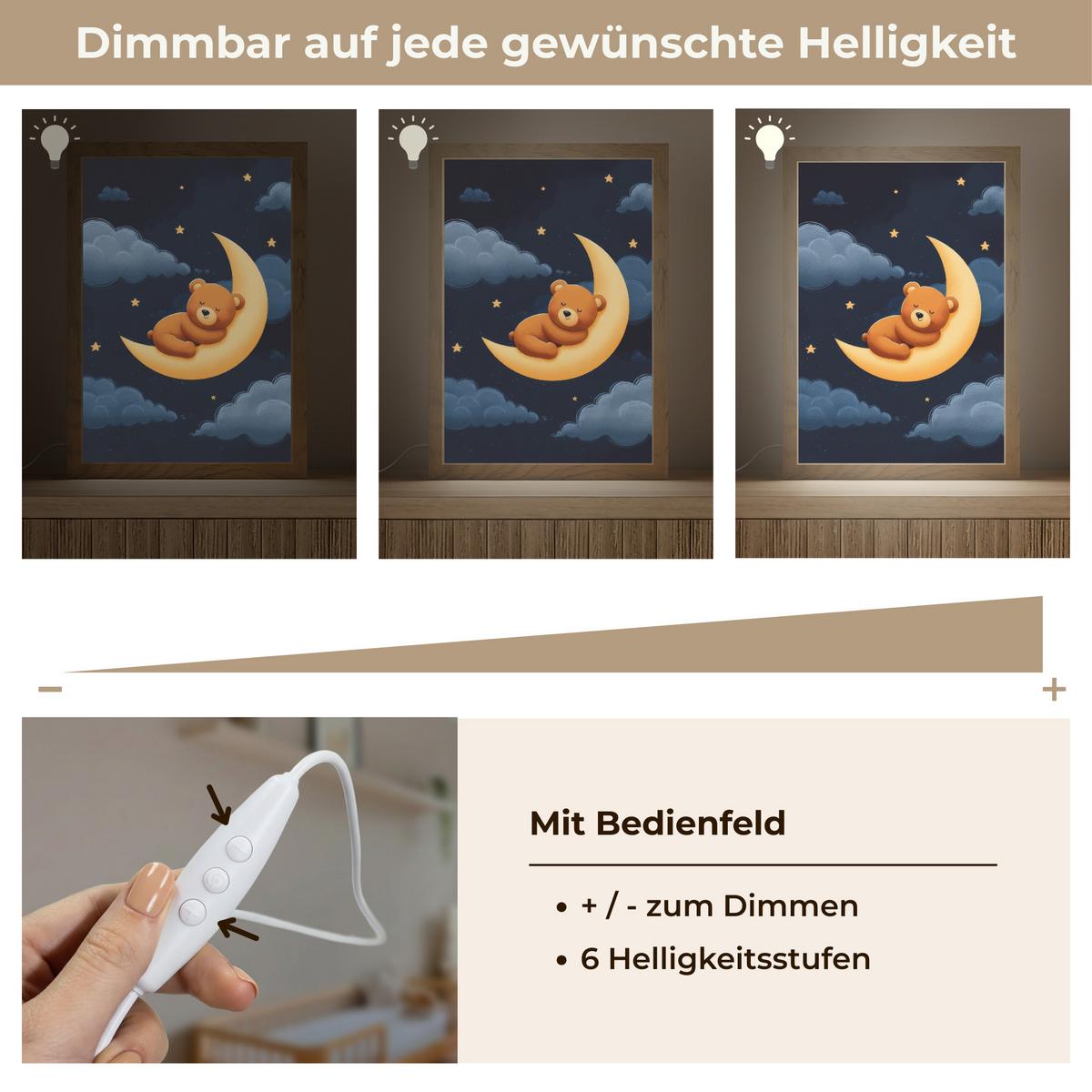 NACHTTISCHLAMPE Teddybär - Mond - Wolken - Sterne 20x30 cm - Dunkelblau, Holzwerkstoff (8/20/30cm) - OnlyWow